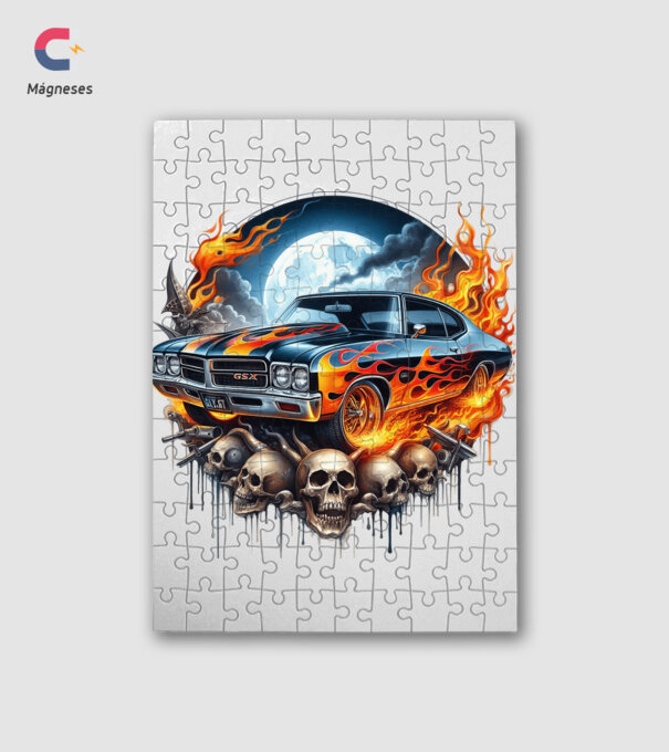 Muscle Car - Izomautó minta fehér pólón