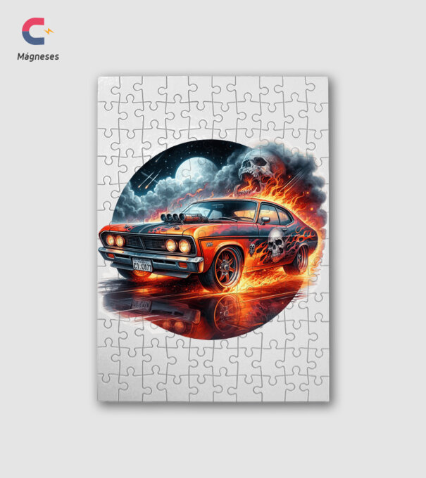 Muscle Car - Izomautó minta fehér pólón