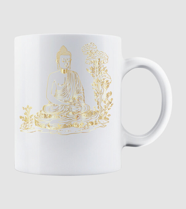 Buddha minta fehér pólón