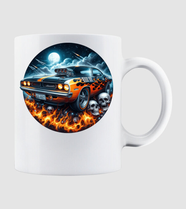 Muscle Car - Izomautó minta fehér pólón