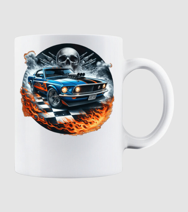 Muscle Car - Izomautó minta fehér pólón