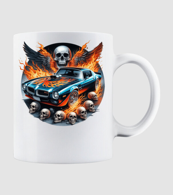 Muscle Car - Izomautó minta fehér pólón