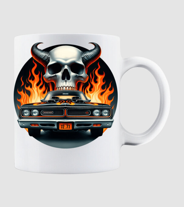 Muscle Car - Izomautó minta fehér pólón
