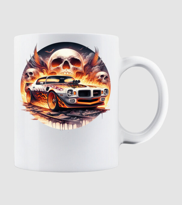 Muscle Car - Izomautó minta fehér pólón