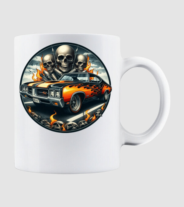Muscle Car - Izomautó minta fehér pólón