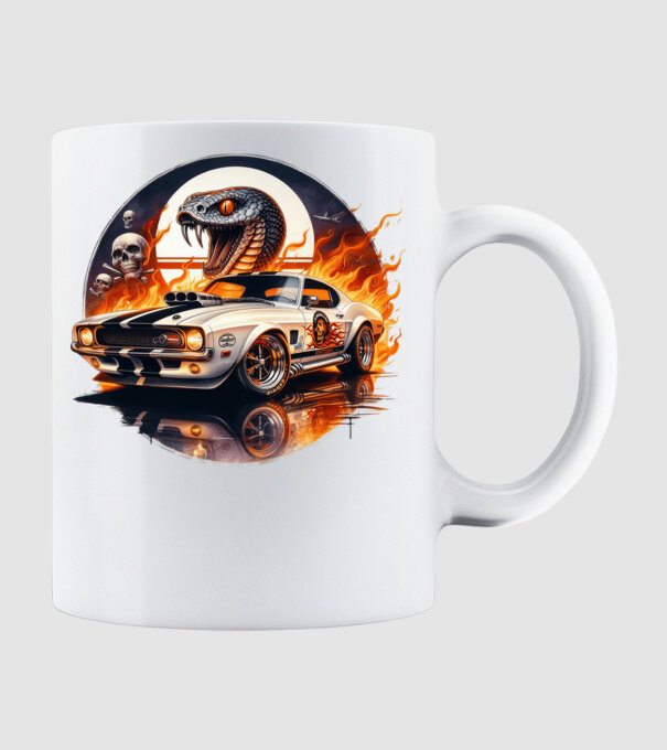 Muscle Car - Izomautó minta fehér pólón