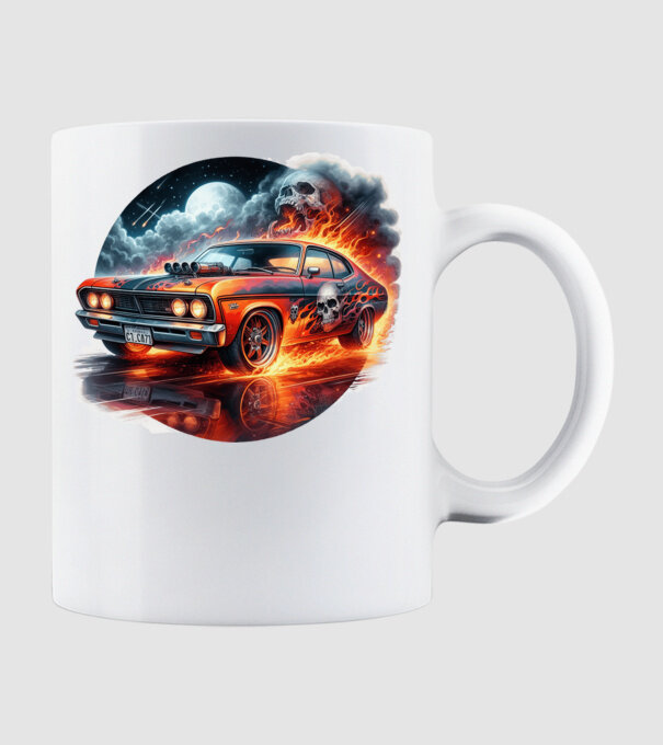 Muscle Car - Izomautó minta fehér pólón