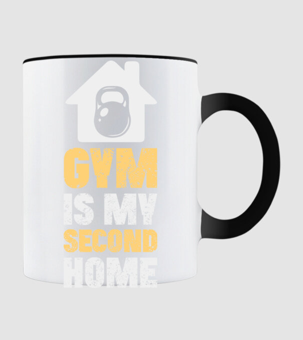 Gym Is My Second Home - Az edzőterem a második otthonom minta fekete pólón