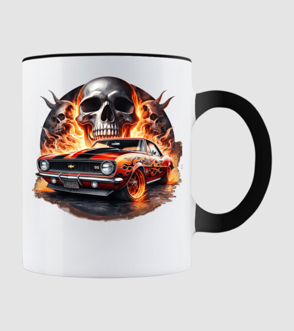 Muscle Car - Izomautó minta fekete pólón