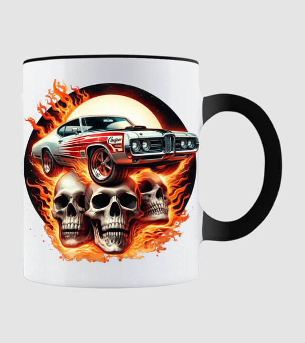 Muscle Car - Izomautó minta fekete pólón