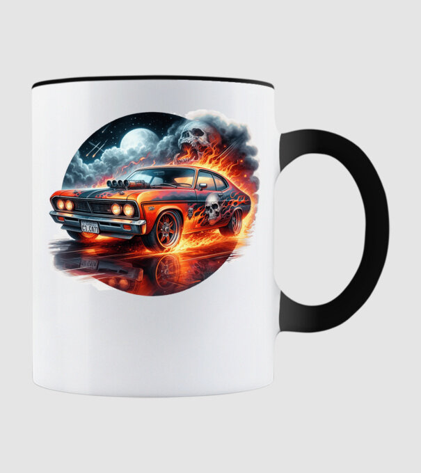 Muscle Car - Izomautó minta fekete pólón