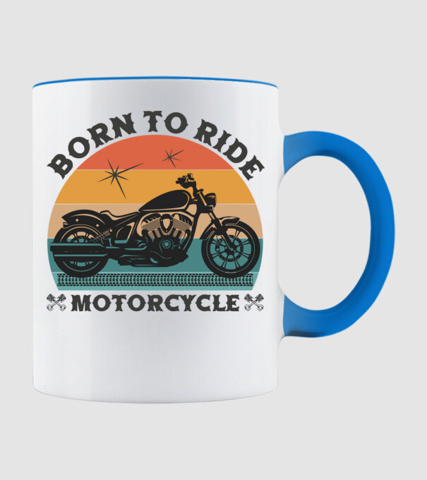 Motorozásra született - Born To Ride Motorcycle minta világoskék pólón