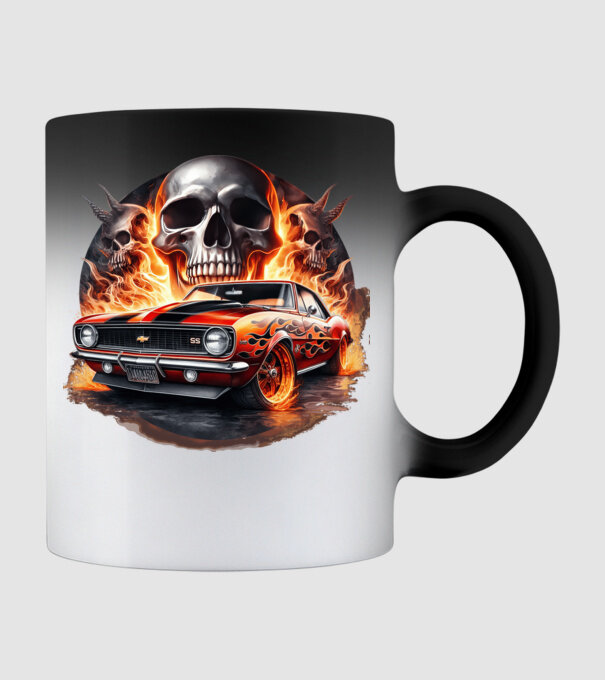 Muscle Car - Izomautó minta fekete pólón