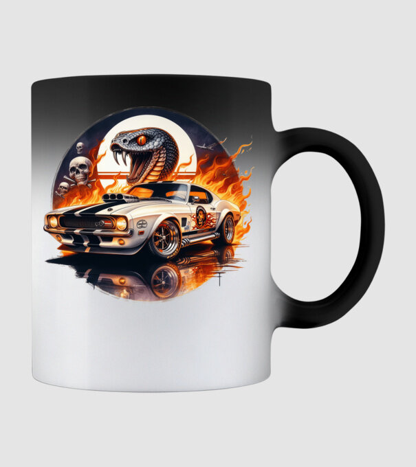 Muscle Car - Izomautó minta fekete pólón
