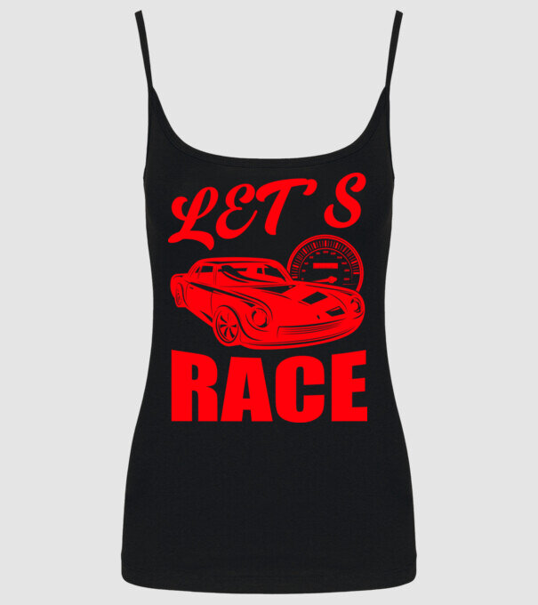 Let's Race - Versenyezzünk! minta fekete pólón