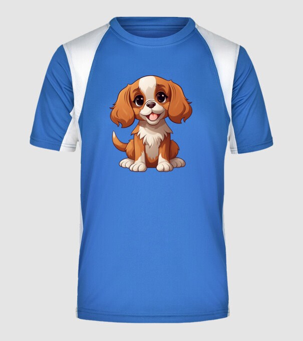 Aranyos kutya - Cavalier King Charles Spániel minta királykék pólón