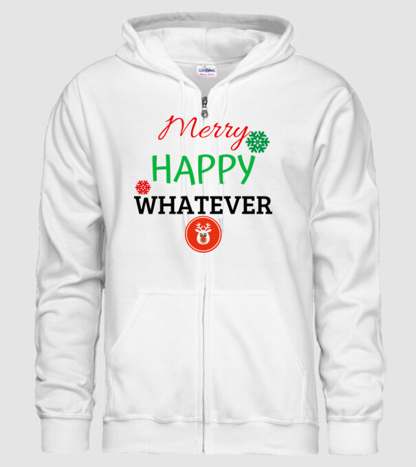 merry happy...whatever minta fehér pólón