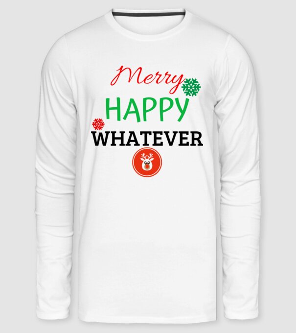 merry happy...whatever minta fehér pólón