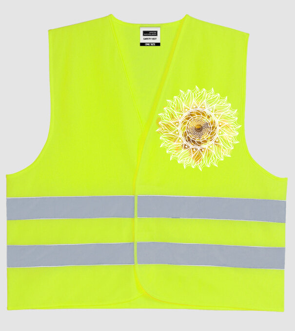 Mandala akvarell arany minta neonsárga pólón