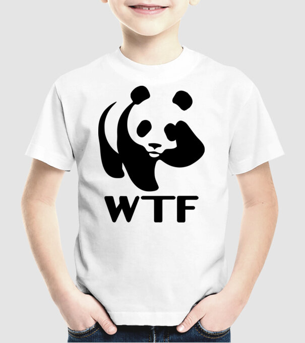 WTF Panda minta fehér pólón