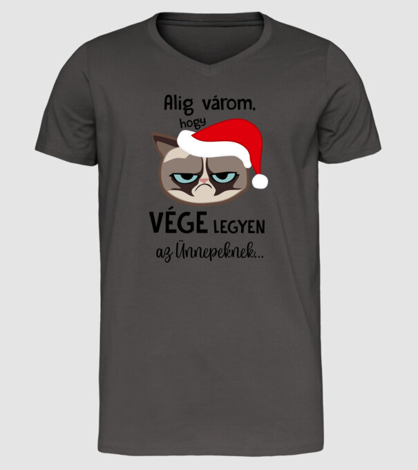 Alig várom, hogy vége legyen az Ünnepeknek... minta sötétszürke pólón