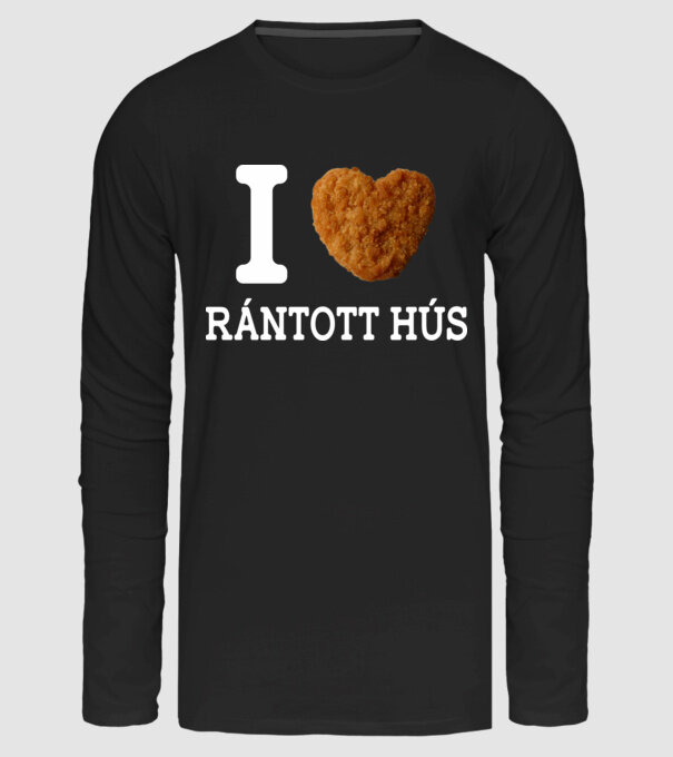 I love rántott hús minta fekete pólón