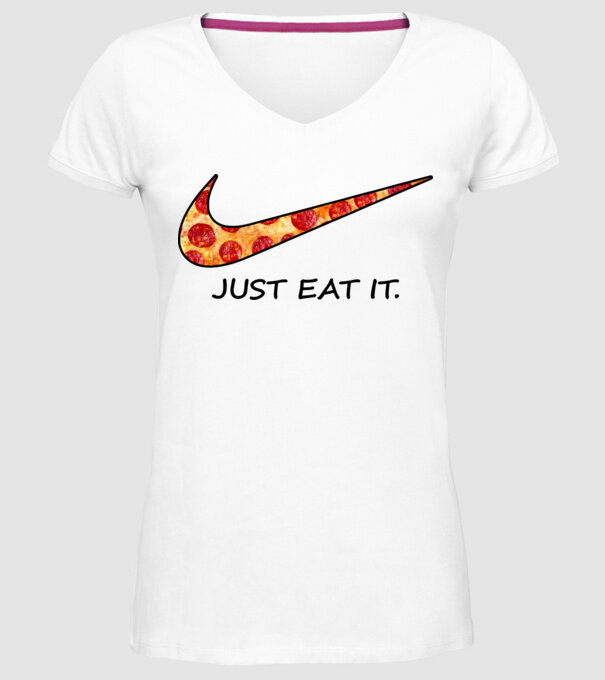 Just Eat It minta fehér pólón