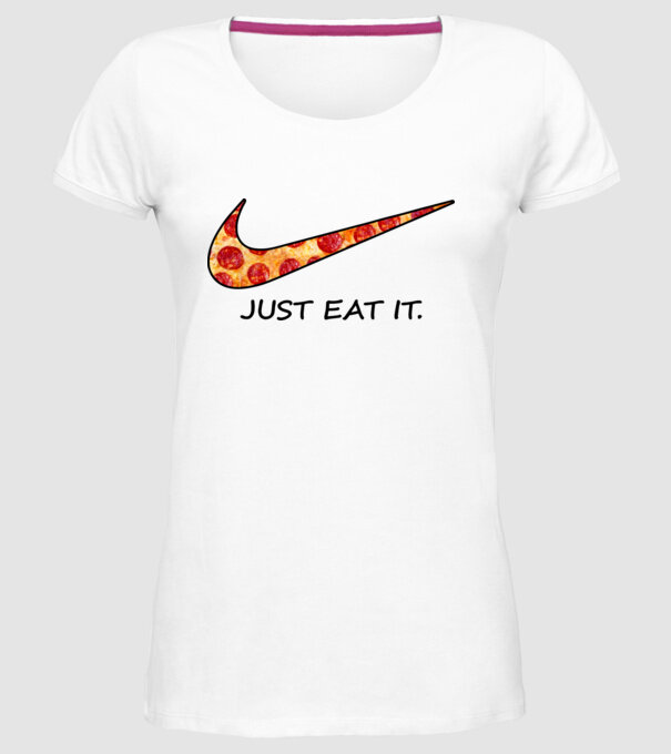 Just Eat It minta fehér pólón