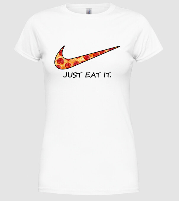 Just Eat It minta fehér pólón