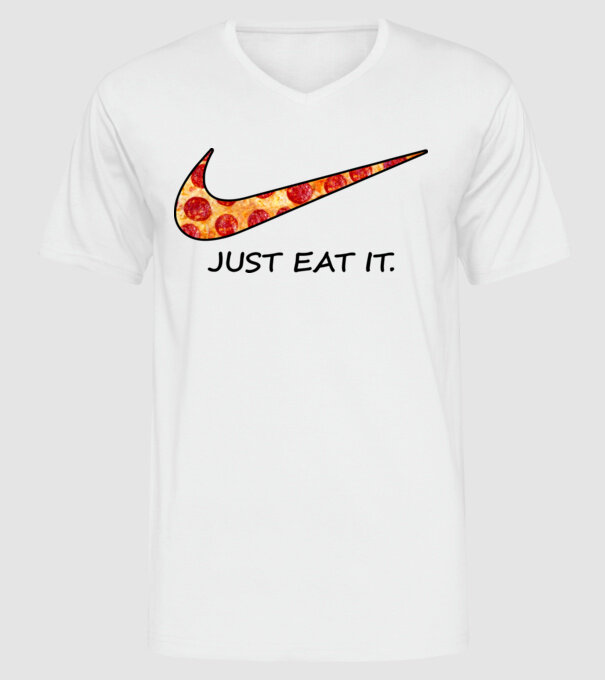 Just Eat It minta fehér pólón