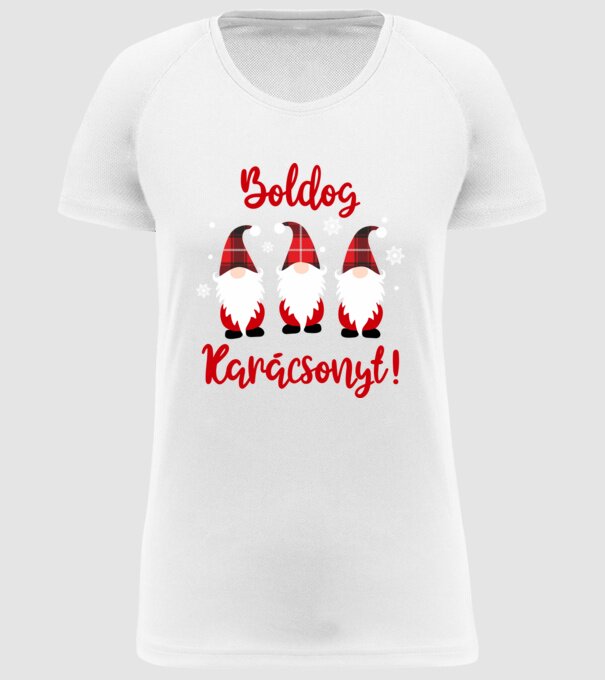 Boldog Karácsonyt törpék minta fehér pólón