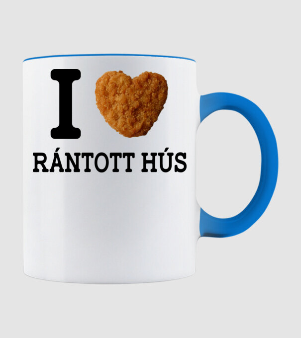 I love rántott hús minta világoskék pólón