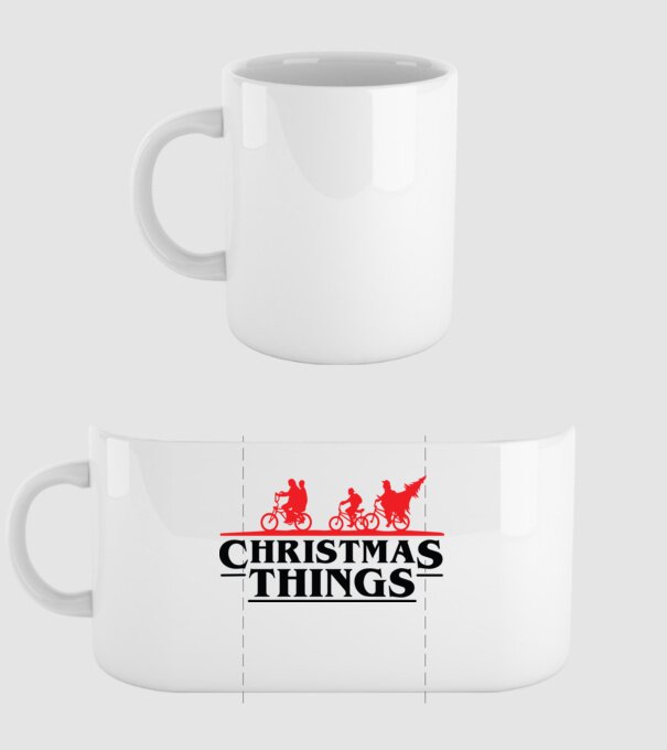 Stranger Things 1 Christmas Things Karácsony minta fehér pólón
