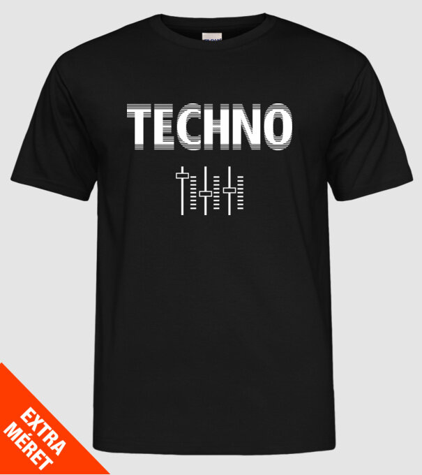 Techno minta fekete pólón