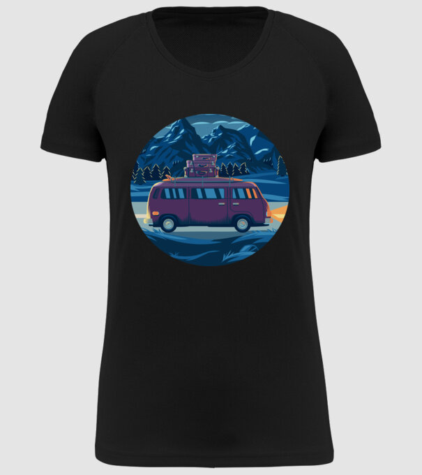 Volkswagen hippi busz minta fekete pólón