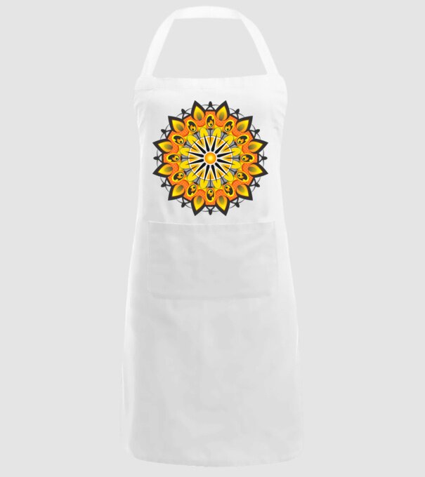 Nap mandala minta fehér pólón