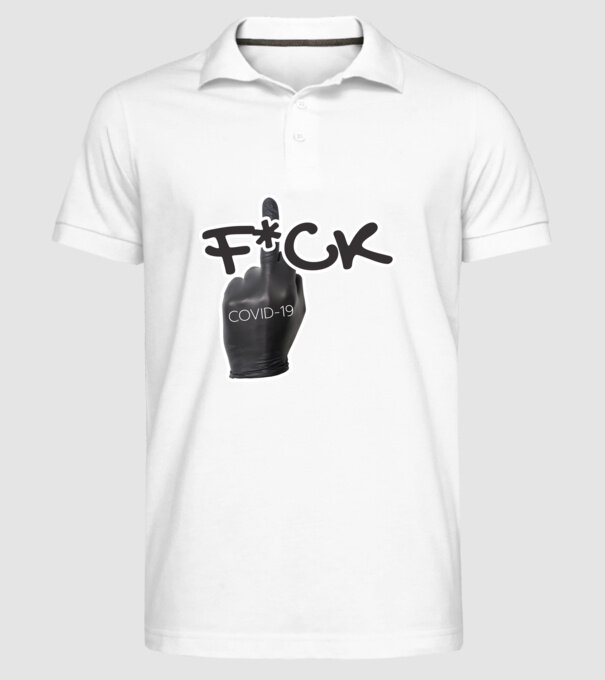 fck covid19 minta fehér pólón