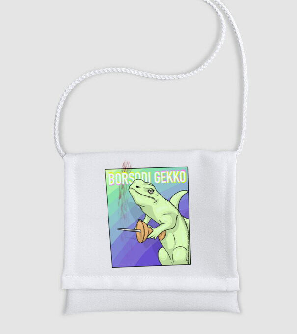 Borsodi gekko minta fehér pólón