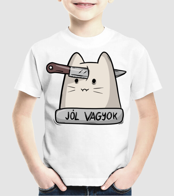 Jól vagyok minta fehér pólón