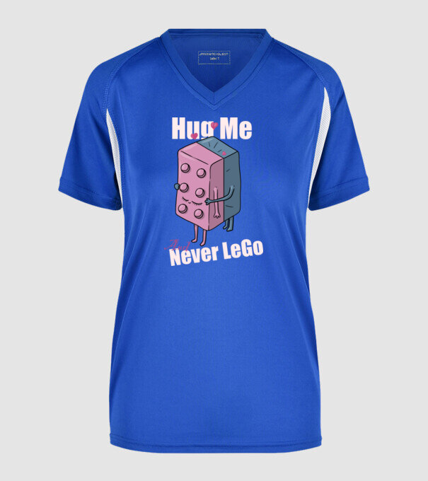 Hug Me and Never LeGo minta királykék pólón