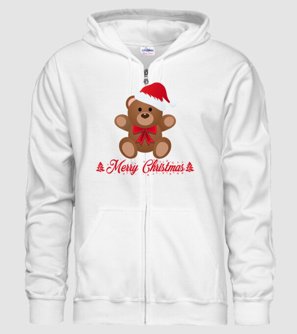 Merry Chrsitmas 2021 - Maci minta fehér pólón
