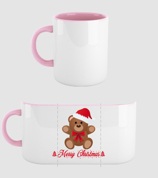 Merry Chrsitmas 2021 - Maci minta világos rózsaszín pólón