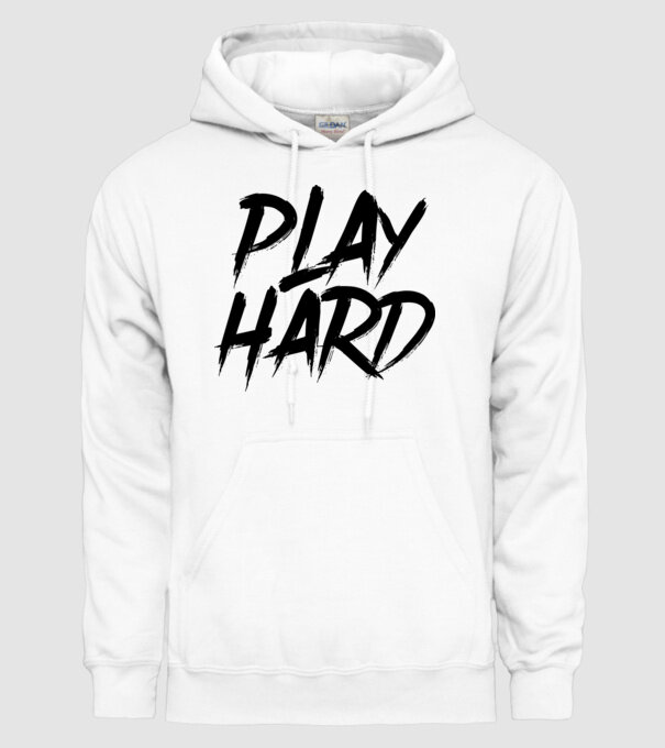PLAY HARD minta fehér pólón