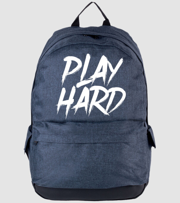 PLAY HARD minta farmerkék pólón