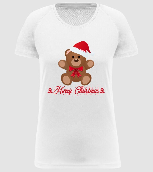 Merry Chrsitmas 2021 - Maci minta fehér pólón