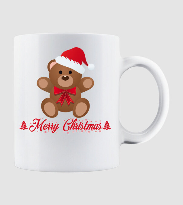 Merry Chrsitmas 2021 - Maci minta fehér pólón