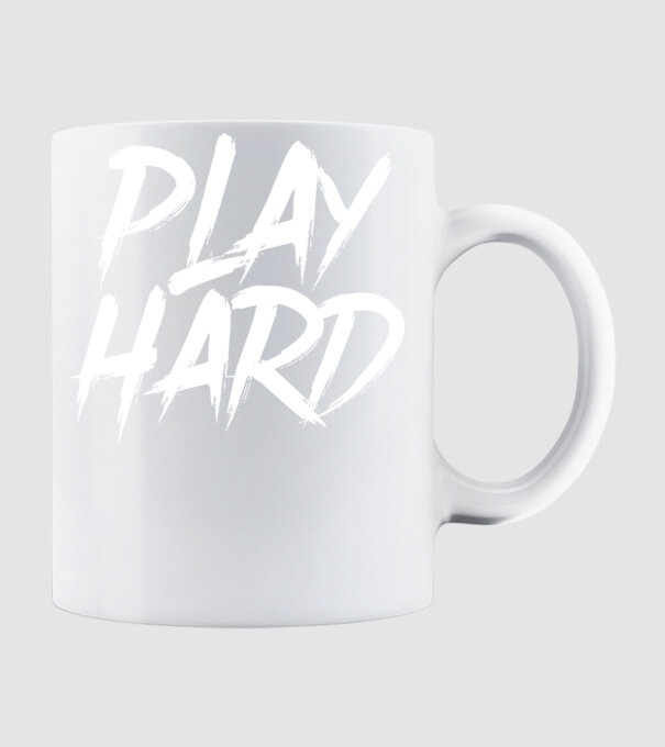 PLAY HARD minta fehér pólón