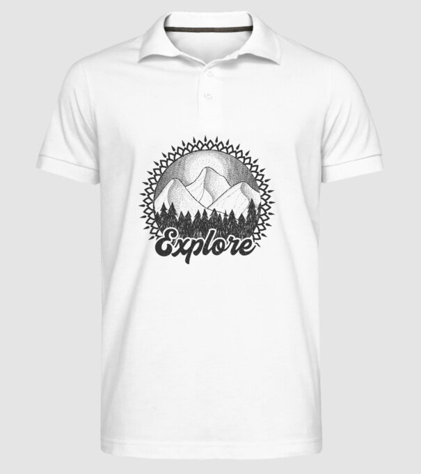 Explore - Retro természet - utazás minta fehér pólón
