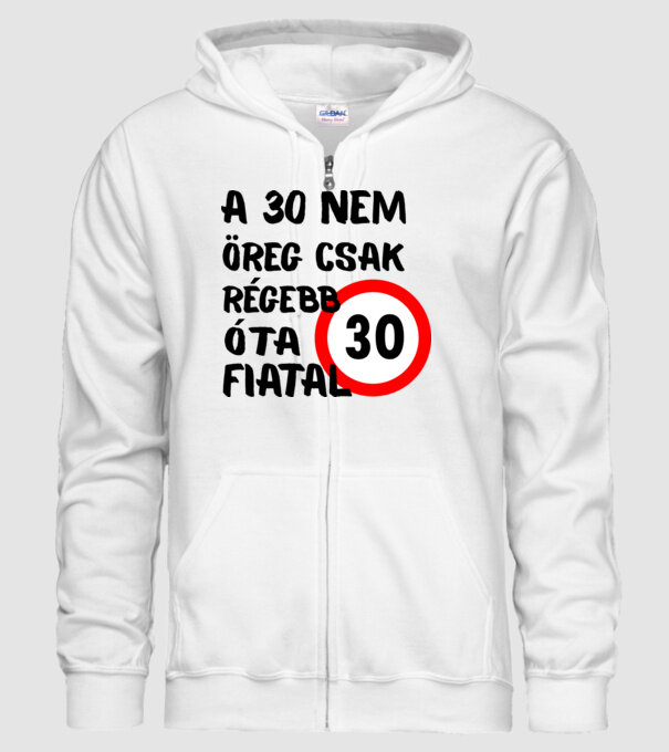 30 éves minta fehér pólón