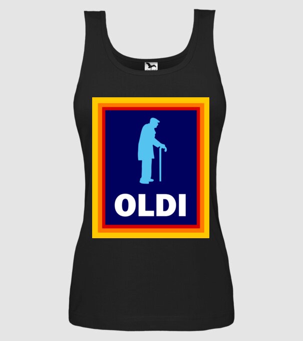 Oldi minta fekete pólón